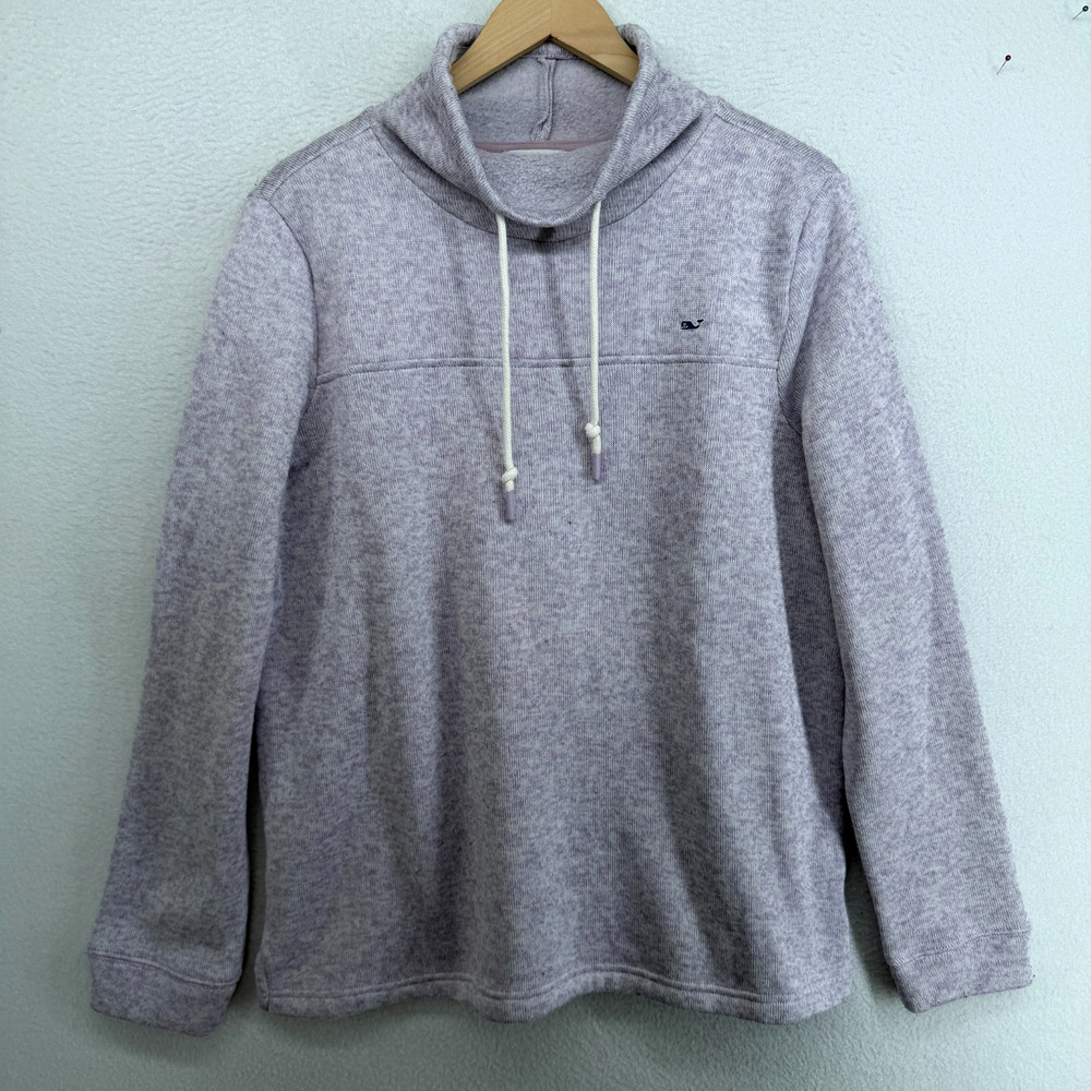 VINEYARD VINES Sweater Women L Fleece Funnel Neck Pullover Holiday Purple